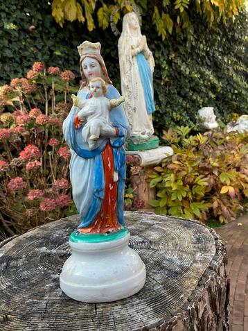 Antiek Mariabeeld Porselein ❤️ Maria met Kindje beschikbaar voor biedingen
