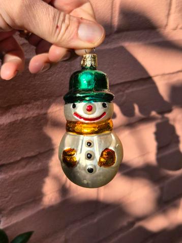 Vintage glazen kerstbal kersthanger sneeuwpop kerst ornament beschikbaar voor biedingen