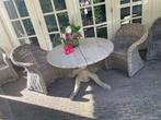 Tuintafel met rieten stoelen, gratis, Ophalen, Gebruikt, Rond, Hout
