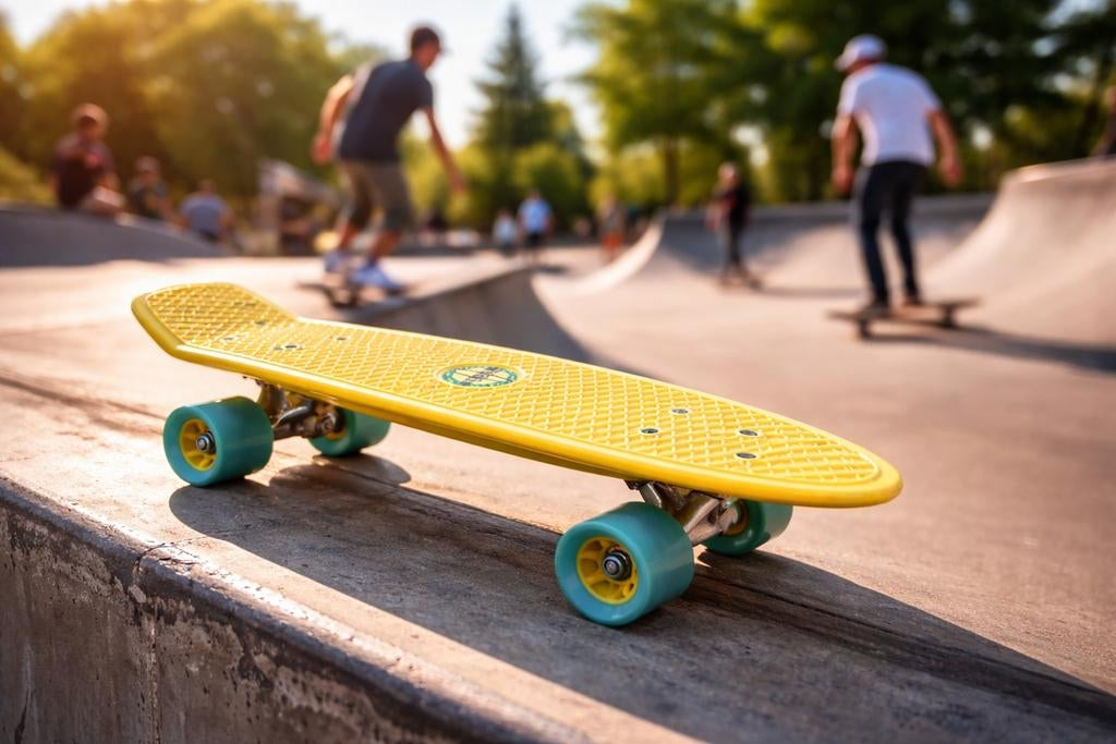 Nijdam Kunststof Skateboard 22.5 - Splash Dye -Geel/Blauw, Sport en Fitness, Skateboarden, Ophalen