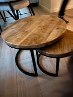 Mango houten bijzettafels, 50 tot 100 cm, Rond, Ophalen of Verzenden, Zo goed als nieuw
