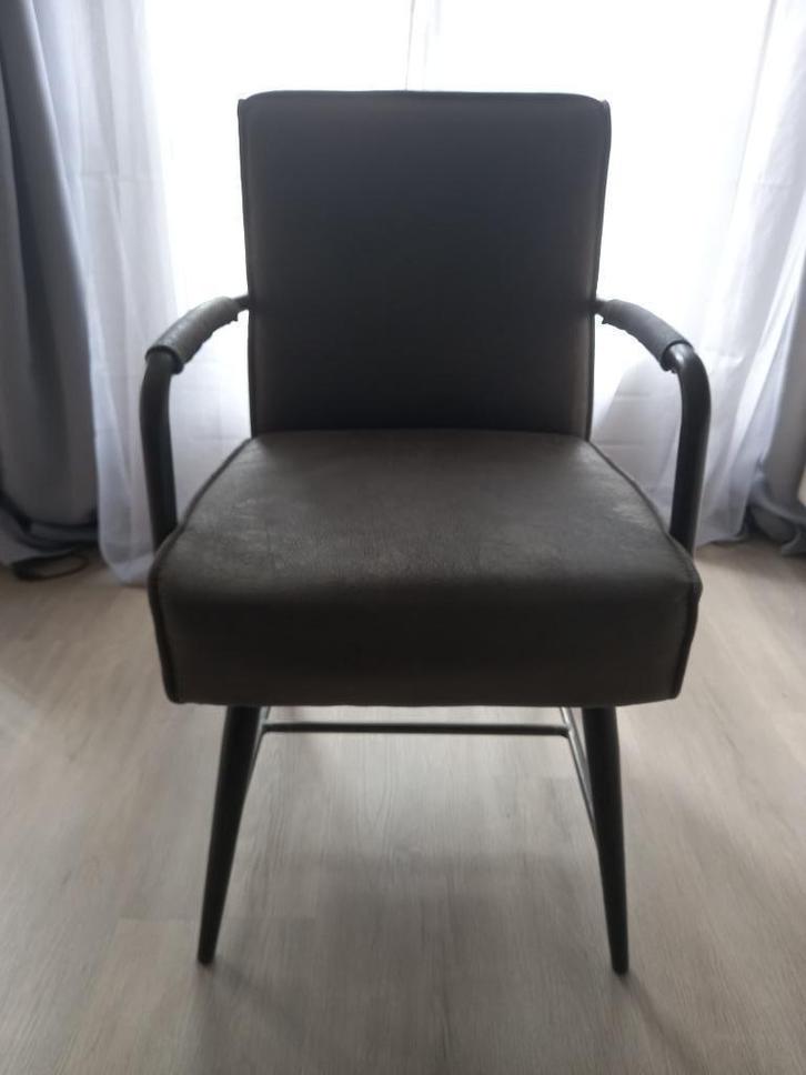 Huiskamerstoelen, Huis en Inrichting, Stoelen, Zo goed als nieuw, Drie, Leer, Metaal, Grijs, Ophalen of Verzenden