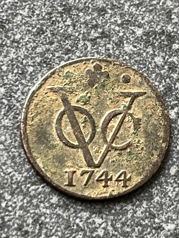 Holland VOC duit 1744, Postzegels en Munten, Munten | Nederland, Losse munt, Overige waardes, Vóór koninkrijk, Ophalen of Verzenden