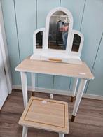Houten kinder Kaptafel / make up tafel met Spiegel en Krukje, Huis en Inrichting, Tafels | Kaptafels, Ophalen, Gebruikt, 50 tot 100 cm