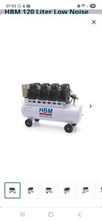 HBM 120 low noise compressor, Doe-het-zelf en Verbouw, Compressors, 100 liter of meer, Ophalen, Zo goed als nieuw, 6 tot 10 bar