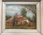 Boerderij olieverf op doek, Antiek en Kunst, Ophalen of Verzenden