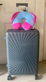 Donkerblauwe medium hard case koffer met cijferslot & kussen, Gebruikt, Hard kunststof, 35 tot 45 cm, Wieltjes