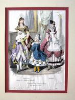 Prent 1869 Journal des Demoiselles handgekleurd Louis XV, Antiek en Kunst, Kunst | Litho's en Zeefdrukken, Ophalen of Verzenden