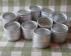 10 Mini Blikjes met Glazen Venster - Poppenkeuken, Ophalen of Verzenden, Gebruikt