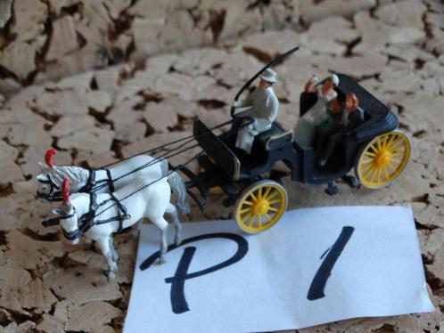 HO:P serie.nr 1: open koets, 2 paarden, koetsier, passagiers, Hobby en Vrije tijd, Modeltreinen | H0, Zo goed als nieuw, Natuur