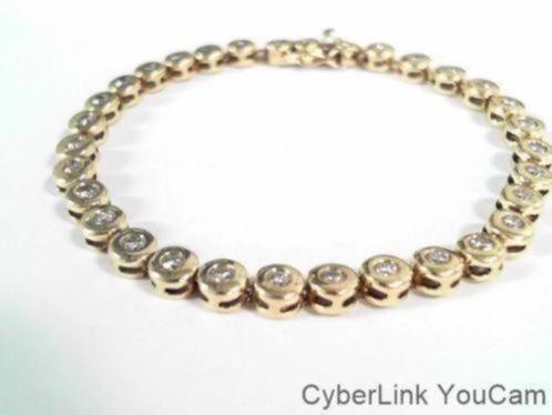 320780-4 Prachtige 14k Gouden Briljanten Tennis Armband, Sieraden, Tassen en Uiterlijk, Armbanden, Zo goed als nieuw, Goud, Goud