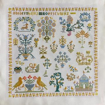 Borduurwerk, zijde, merklap, vintage beschikbaar voor biedingen