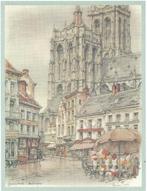 1) anton pieck bij begijnhof brugge 23 x 17½ cm. etc., Verzenden, Overige onderwerpen, Prent