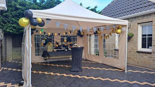 Sediamo Partytent 4x4mtr beige, 1 x gebruikt, Tuin en Terras, Partytenten, Zo goed als nieuw, Partytent, 2 meter of meer, Minder dan 5 meter