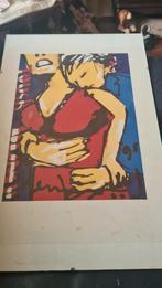 Abstract Schilderij - Omhelzing, Antiek en Kunst, Ophalen of Verzenden