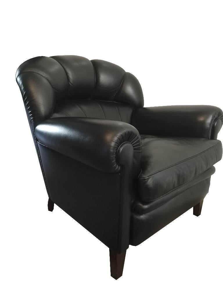 Fantastische leren vintage Poltrona Frau design fauteuil, Ophalen, Gebruikt, 75 tot 100 cm, Leer
