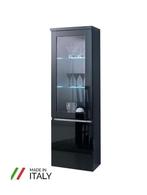 Vitrinekast 1 deur Forever Chrome hoogglans zwart wit SALE, Huis en Inrichting, Kasten | Vitrinekasten, Nieuw, 150 tot 200 cm