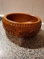 Teak Houten schaal handgesneden, Ophalen of Verzenden