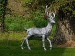 Beeld Hert XL - zilverkleurig - polystone, Tuin en Terras, Ophalen of Verzenden, Nieuw, Kunststof, Dierenbeeld