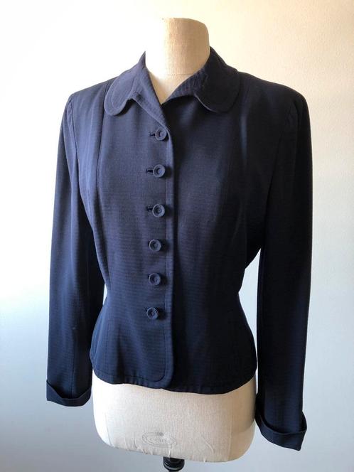 Swansdown Forstmann 1950s vintage couture jacket - S, Kleding | Dames, Jasjes, Kostuums en Pakken, Zo goed als nieuw, Blauw, Ophalen of Verzenden