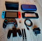 Als nieuw! Zeer Complete Nintendo Switch V2 + Minecraft, Spelcomputers en Games, Ophalen of Verzenden, Zo goed als nieuw, Met 2 controllers