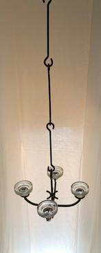 Vintage kroonluchter van smeedijzer en glas Erik Höglund, Diversen, Ophalen of Verzenden, Gebruikt