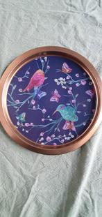 Metalen dienblad met vogels/vlinders, Ophalen, Rond