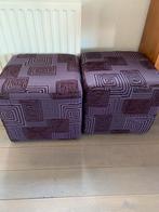 2 Aubergine Poefs - Netjes!, Ophalen, Minder dan 50 cm, Vierkant, Zo goed als nieuw