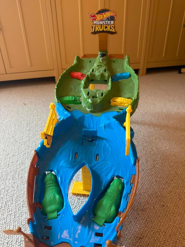 Hot Wheels Monster Truck Slopend Circuit, Kinderen en Baby's, Speelgoed | Racebanen, Gebruikt, Racebaan, Handmatig, Hot Wheels
