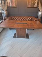 Eettafel eiken met rvs zeer mooi tafel, Huis en Inrichting, Tafels | Eettafels, 200 cm of meer, Zo goed als nieuw, Rechthoekig