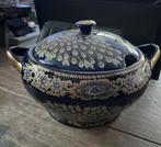 soepterrine shamrock china kobalt blauw met deksel i.z.g.st., Ophalen, Overige stijlen, Porselein, Schaal of Schalen