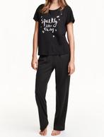 H&M zwarte tricot pyjama pyama sparkly little thing maat S, H&M, Ophalen of Verzenden, Nieuw, Maat 38/40 (M)