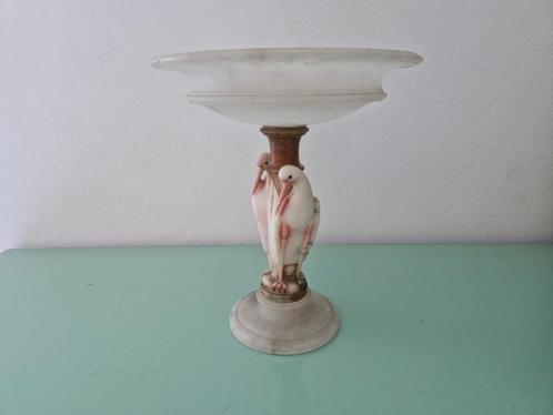 Albast eind 19e eeuws tazza schaal met vogels., Antiek en Kunst, Antiek | Woonaccessoires, Ophalen of Verzenden