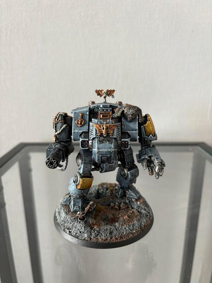 Space wolves Dreadnought warhammer 40k 40000 kitbashed, Hobby en Vrije tijd, Wargaming, Gebruikt, Warhammer, Figuurtje(s), Geverfd