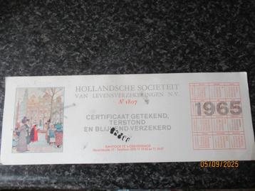 APART VLOEIBLAD/ BOEKENLEGGER- HOLLANDSCHE SOCIETEIT-1965 beschikbaar voor biedingen