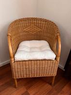 Rotan Stoel met Kussen, Ophalen, Gebruikt, Bruin, Riet of Rotan