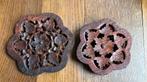 2 retro houten onderzetters India, Ophalen of Verzenden, Gebruikt, Glas of Kopje