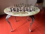 Marmeren schaaktafel – Messing schaakspel, Hobby en Vrije tijd, Gezelschapsspellen | Bordspellen, Een of twee spelers, Ophalen