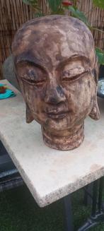 Groot houten boeddha hoofd., Ophalen of Verzenden