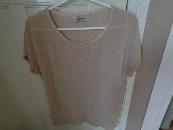 MOS MOSH t'shrt:mt M (goudglitter), Kleding | Dames, T-shirts, Zo goed als nieuw, Maat 38/40 (M), Beige, Zonder mouw, Ophalen of Verzenden