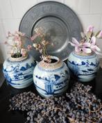 Set van 3 decoratieve antieke gemberpotten, Antiek en Kunst, Antiek | Vazen, Ophalen of Verzenden