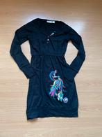 John Baner Zwarte Jurk met Pauw Print vogel maat XS zgan, Kleding | Dames, Zwart, Ophalen of Verzenden, Zo goed als nieuw, Maat 36 (S)