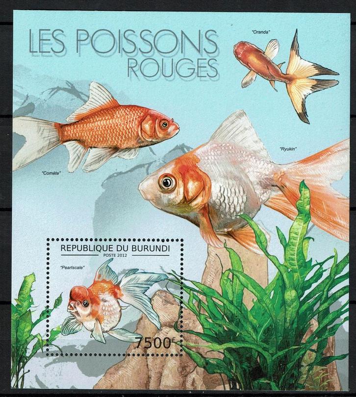 BURUNDI 2012 PF GETAND BLOK VISSEN FISHES GOUDVIS 2, Postzegels en Munten, Postzegels | Thematische zegels, Postfris, Dier of Natuur