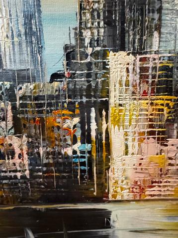 Olieverf Schilderij Skyline Stad beschikbaar voor biedingen