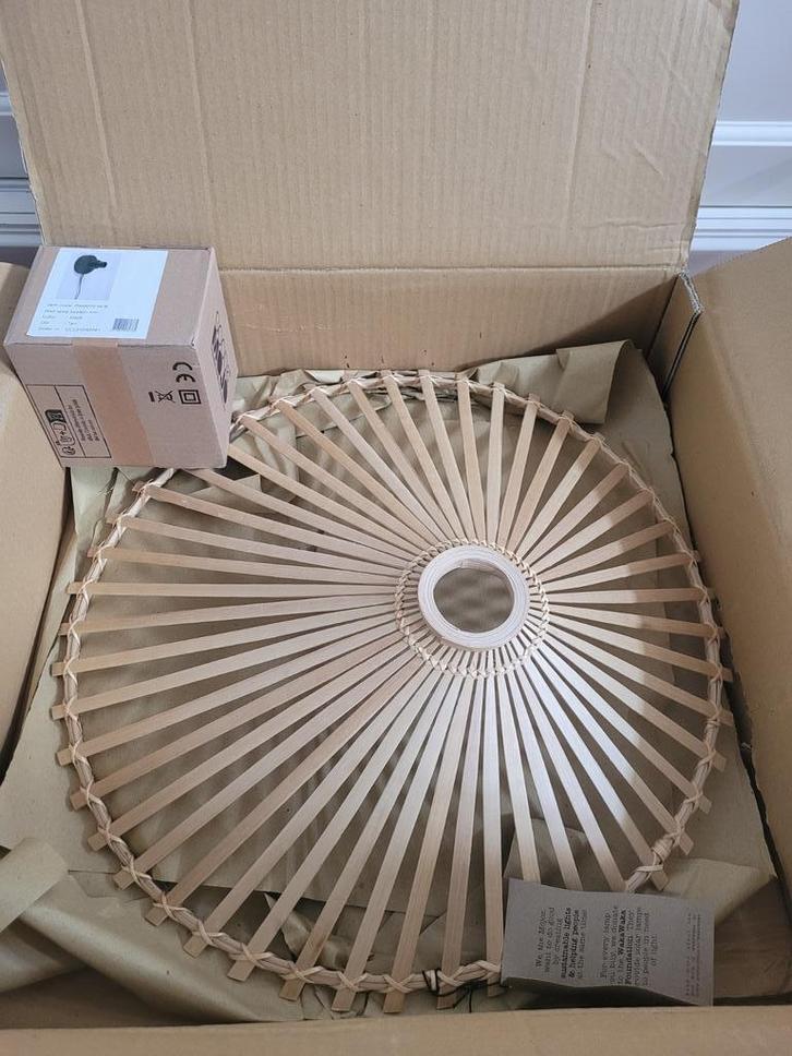 Good & Mojo wandlamp bamboe asymmetrisch Ø50cm, Huis en Inrichting, Lampen | Wandlampen, Nieuw, Hout, Metaal, Overige materialen