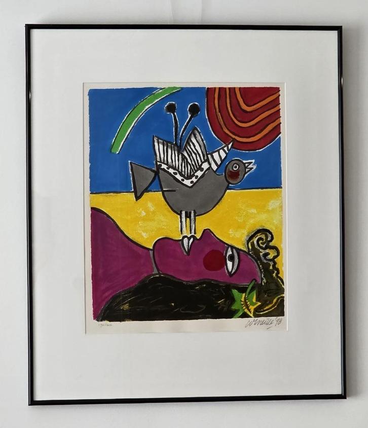 Corneille - De Vrouw en de Vogel - Handgesigneerd - 1998, Antiek en Kunst, Kunst | Litho's en Zeefdrukken, Ophalen of Verzenden