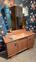 Brocante kaptafel - spiegel - make-up tafel - roze, Ophalen, 50 tot 100 cm, Zo goed als nieuw, Minder dan 100 cm