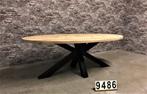 Industriële eiken eetkamertafel ovaal nr.9486, Info@antiekgroothandel.com, 100 tot 150 cm, Ophalen of Verzenden, Vijf personen of meer
