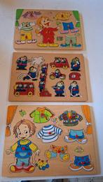 Houten Kinderpuzzels - Set van 3, 2 tot 4 jaar, Gebruikt, 10 tot 50 stukjes, Ophalen of Verzenden