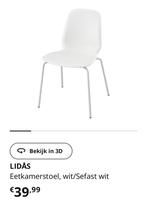 6 Witte Ikea Eetkamerstoelen Lidas/Sefast stapelbaar, Huis en Inrichting, Stoelen, Ophalen, Zo goed als nieuw, Wit, Vijf, Zes of meer stoelen